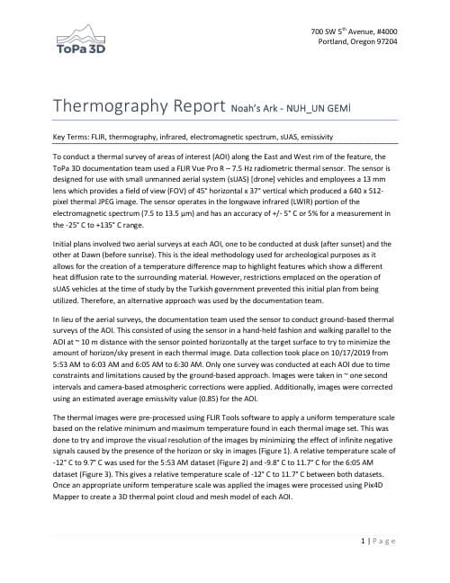 First page of ToPa 3D Thermal Survey Report